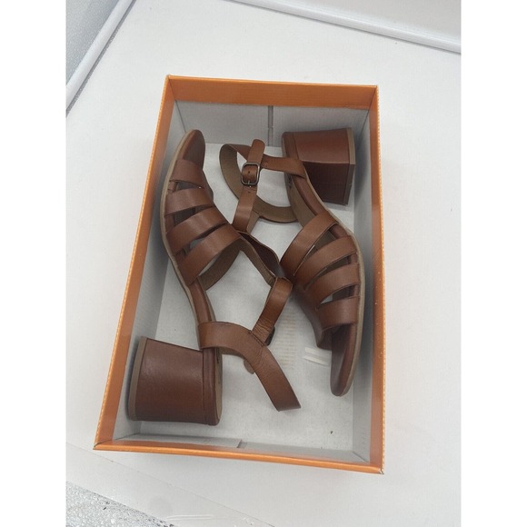 New Miz Mooz Boardwalk Leather Fisherman Heeled Sandals Brandy EU 41 US 9.5-10‎ - Picture 7 of 7
